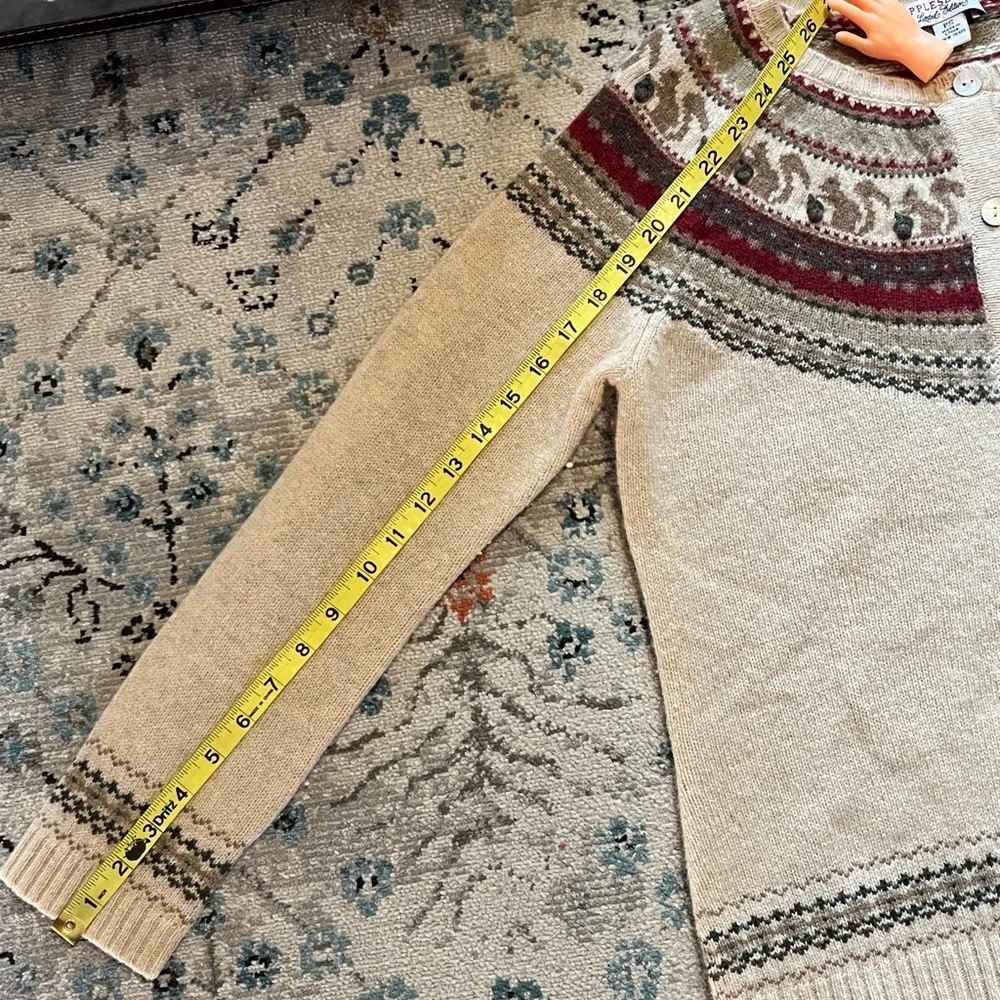 Appleseed’s Squirrel Fair Isle Wool Cardigan Sweater - Picture 12 of 17